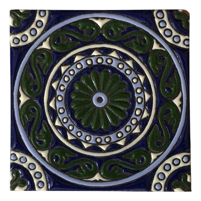 Azulejo 11cm Artesanal Talavera Relieve 90pz #acrs-38