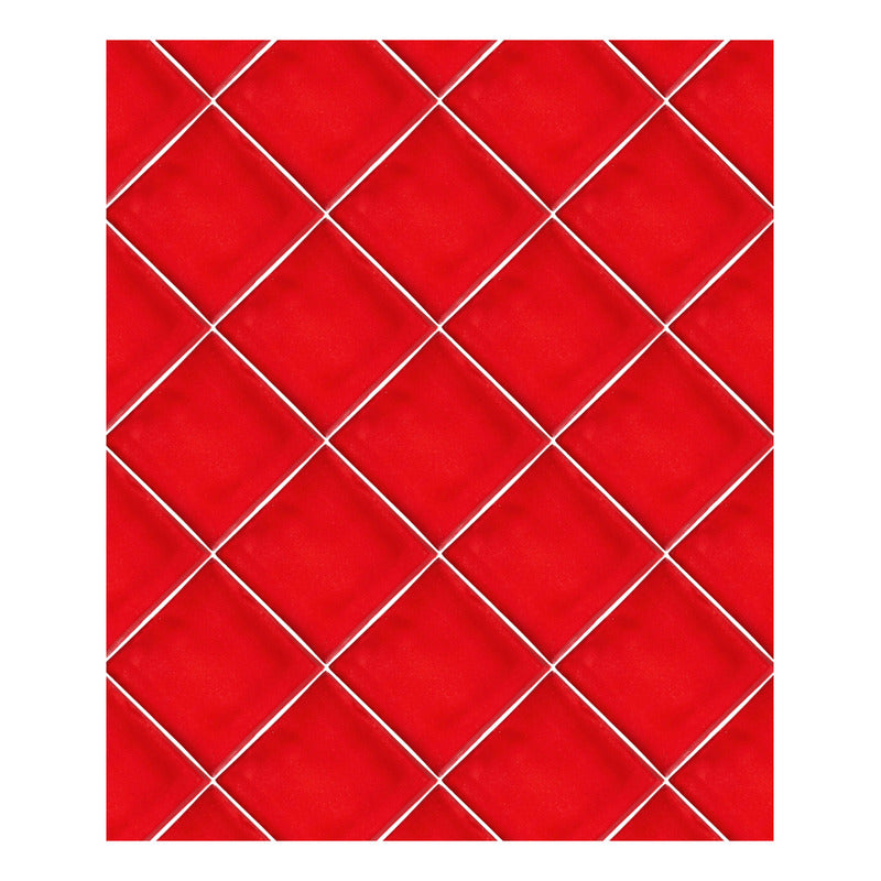 Azulejo Artesanal Talavera Liso 90pz Colores Rojo Sobre Blanco