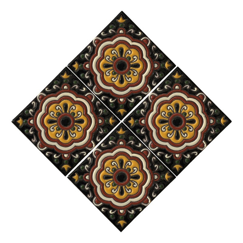 Azulejo 11cm Artesanal Tipo Talavera Relieve 90pz #acrs-24