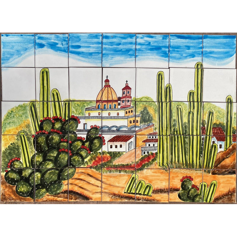 Mural 35pz Azulejo Artesanal Tipo Talavera Liso #m035-53 M035-53