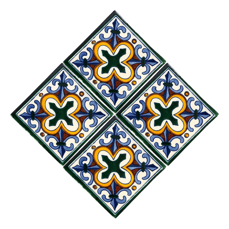 Azulejo 10.5cm Artesanal Tipo Talavera Liso 90pz #acln-43