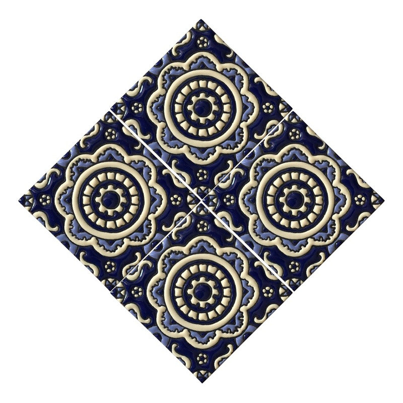 Azulejo 11cm Artesanal Talavera Relieve 90pz #acrs-06