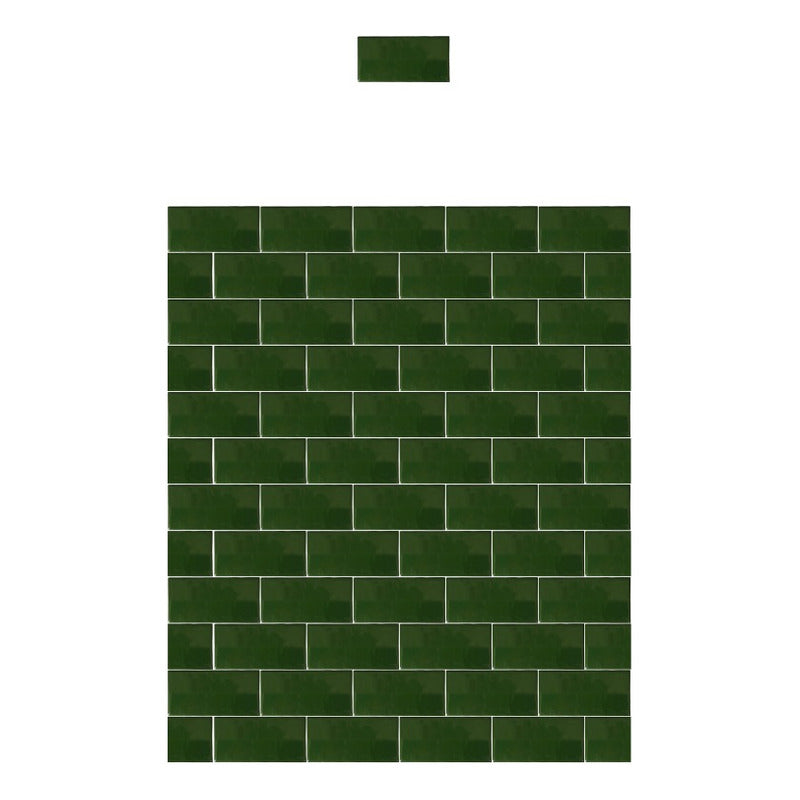 Azulejo 5cmx10cm Artesanal Talavera Liso 200pz Verde Cromo