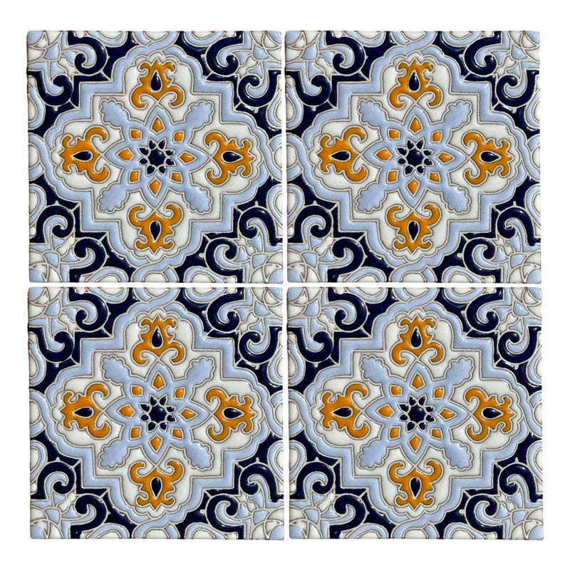 Azulejo 11cm Artesanal Tipo Talavera Relieve 90pz #acrs-03
