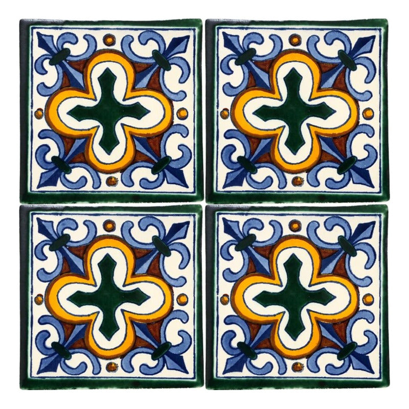 Azulejo 10.5cm Artesanal Talavera Liso 90pz #acln-43