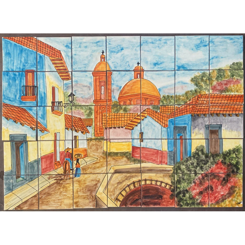 Mural 35pz Azulejo Artesanal Tipo Talavera Liso #m035-64 M035-64