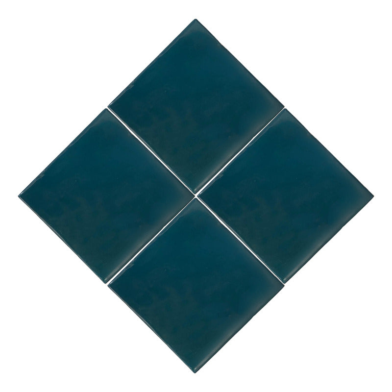 Azulejo 10.5cm Artesanal Tipo Talavera Liso 90pz Colores Verde Pavo