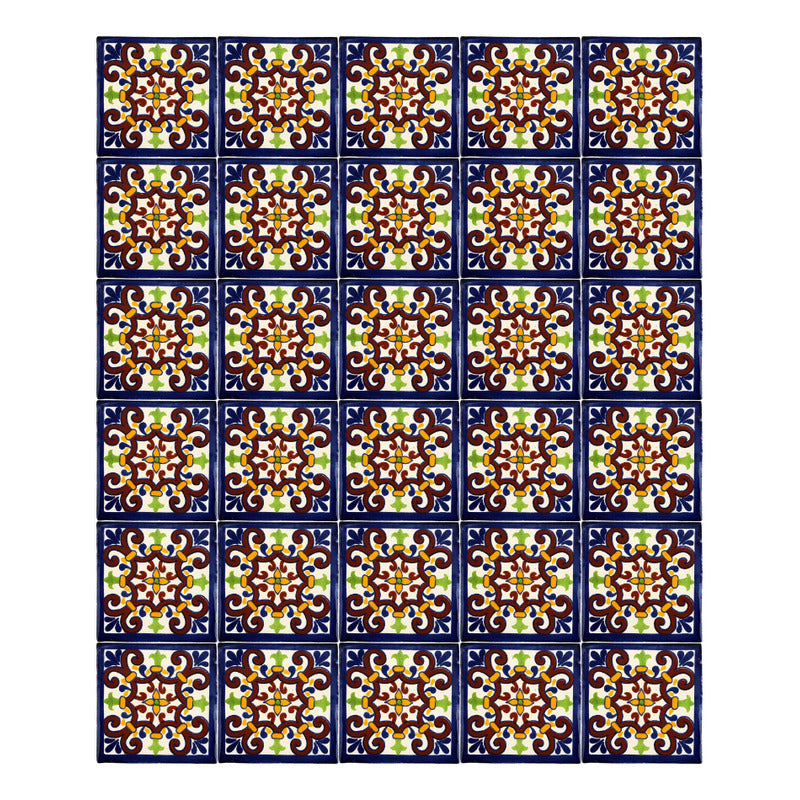 Azulejo 10.5cm Artesanal Tipo Talavera Liso 90pz #acln-49