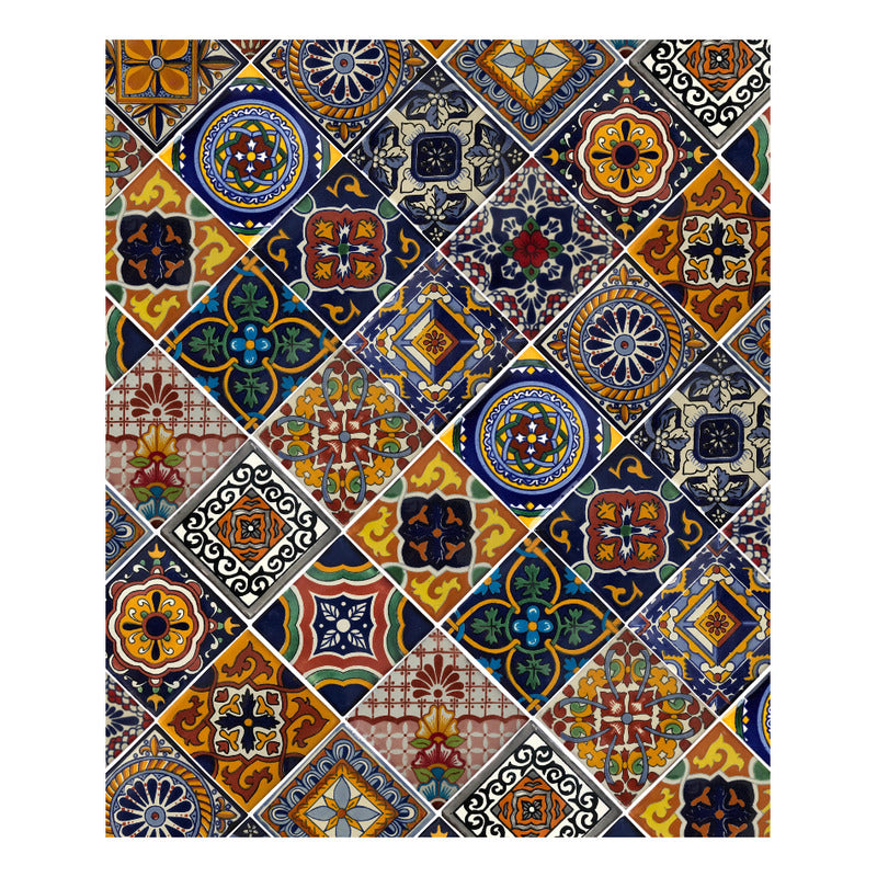 Azulejo 10.5cm Artesanal Tipo Talavera Liso 90pz Surtido N35
