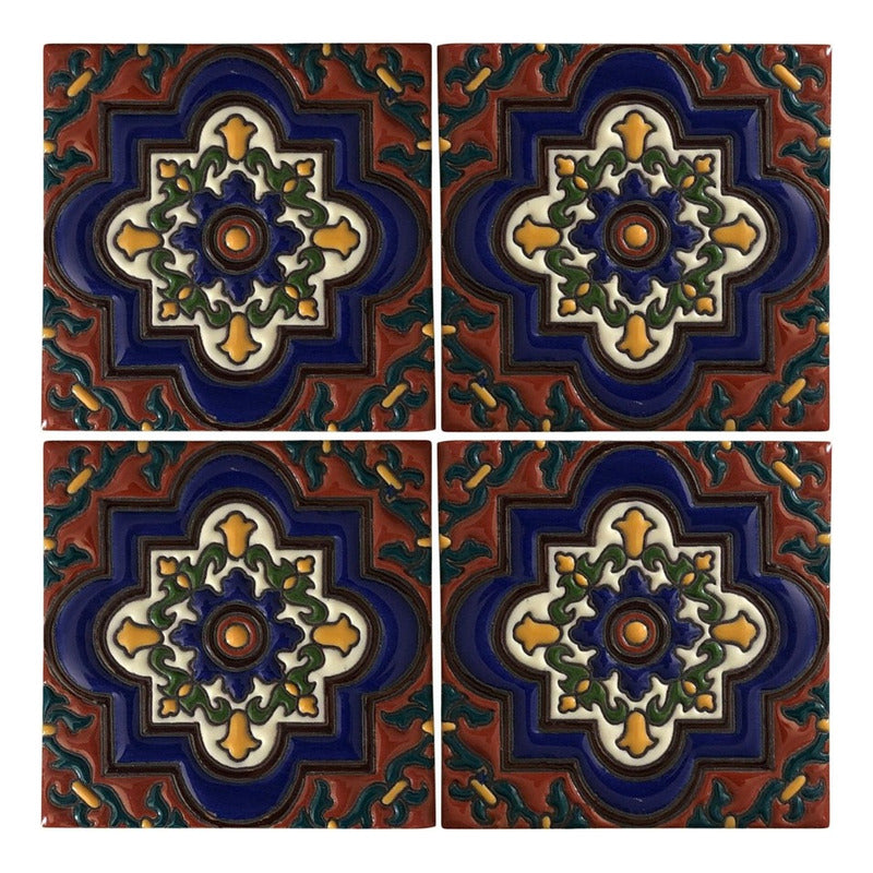 Azulejo 11cm Artesanal Talavera Relieve 90pz #acrs-10