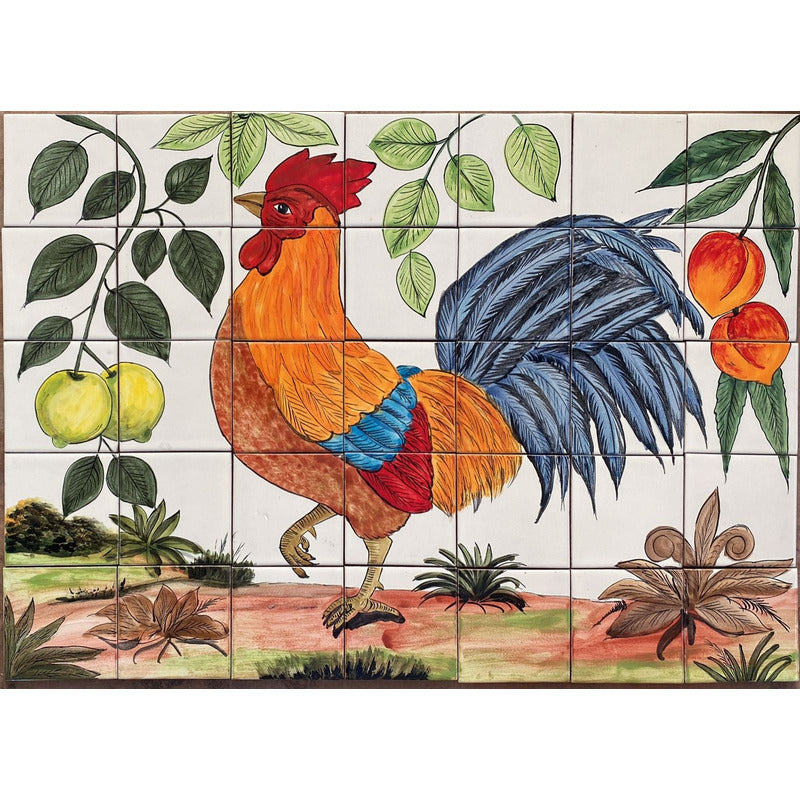 Mural 35pz Azulejo Artesanal Tipo Talavera Liso #m035-128 M035-128