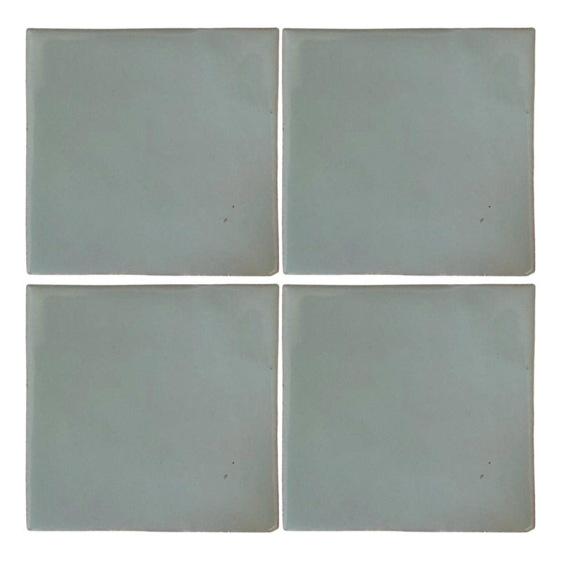 Azulejo 10.5cm Artesanal Tipo Talavera Liso 90pz Verde Menta