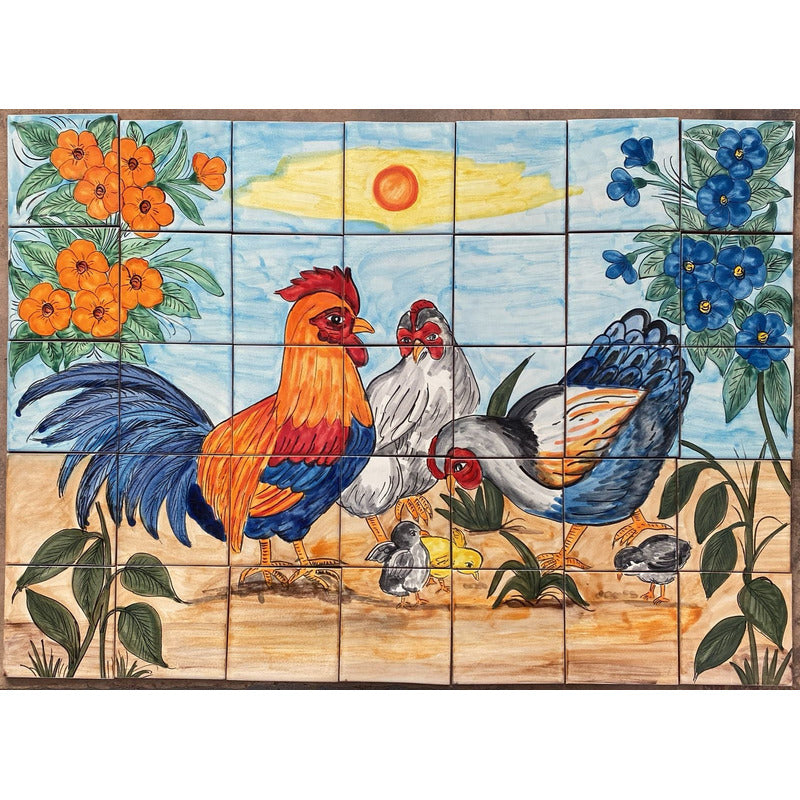 Mural 35pz Azulejo Artesanal Tipo Talavera Liso #m035-122 M035-122