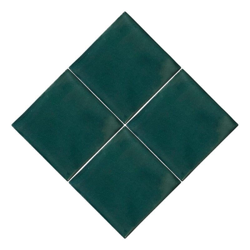 Azulejo Artesanal Talavera Liso 90pz Colores Verde Pavo Sobre Blanco