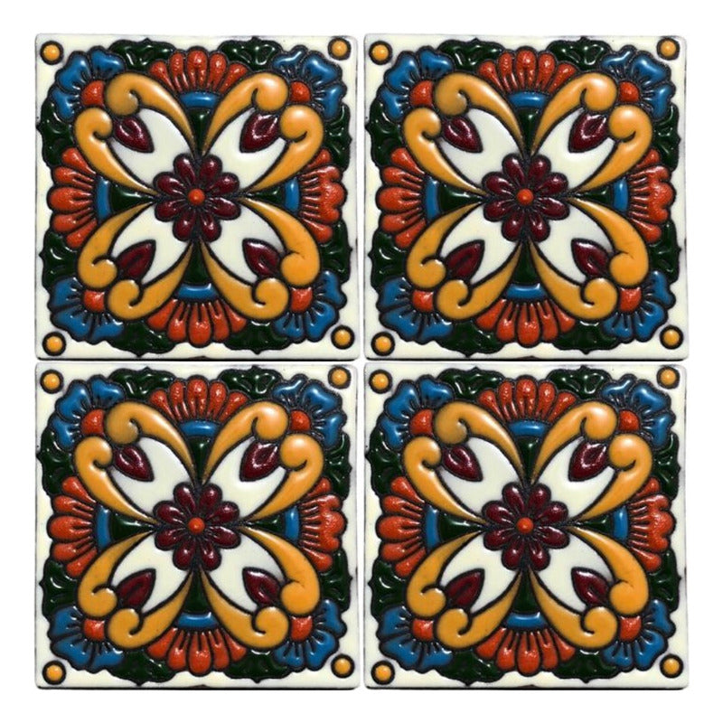 Azulejo Artesanal Tipo Talavera Relieve 90pz #acrs-43