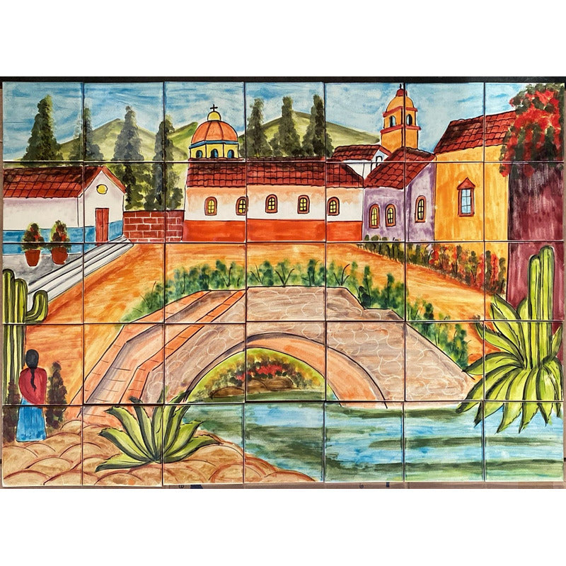 Mural 35pz Azulejo Artesanal Tipo Talavera Liso #m035-80 M035-80