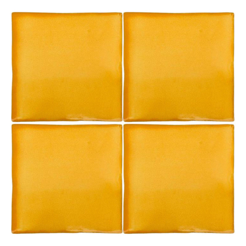 Azulejo Artesanal Tipo Talavera Liso 90pz Colores  Amarillo Sobre Blanco