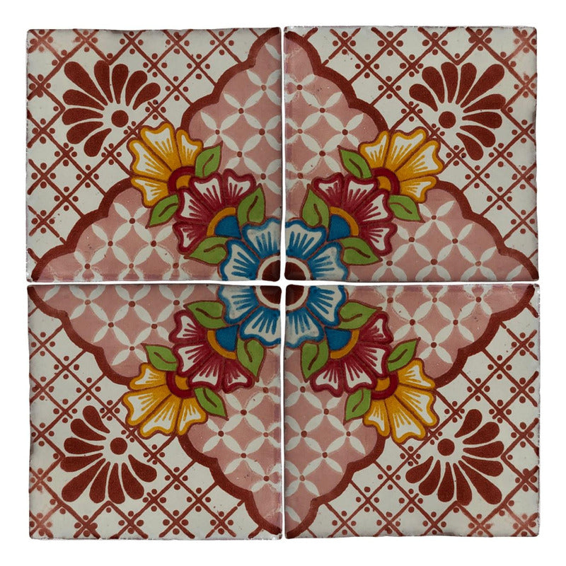 Azulejo 10.5cm Artesanal Tipo Talavera Liso 90pz #acln-34