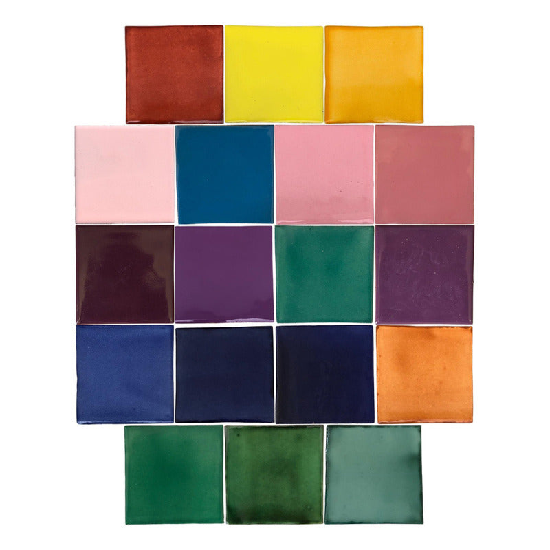 Azulejo 10.5cm Artesanal Tipo Talavera Liso 90pz Surtido S10