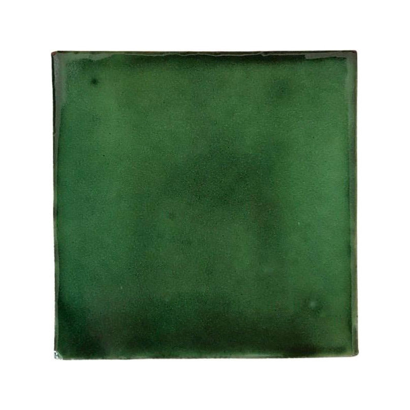 Azulejo Artesanal Tipo Talavera Liso 90pz Colores  Verde Sobre Blanco