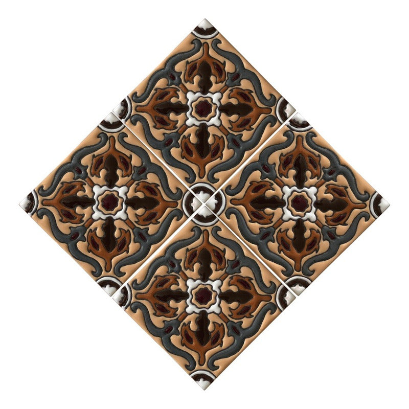 Azulejo 11cm Artesanal Tipo Talavera Relieve 90pz #acrs-17