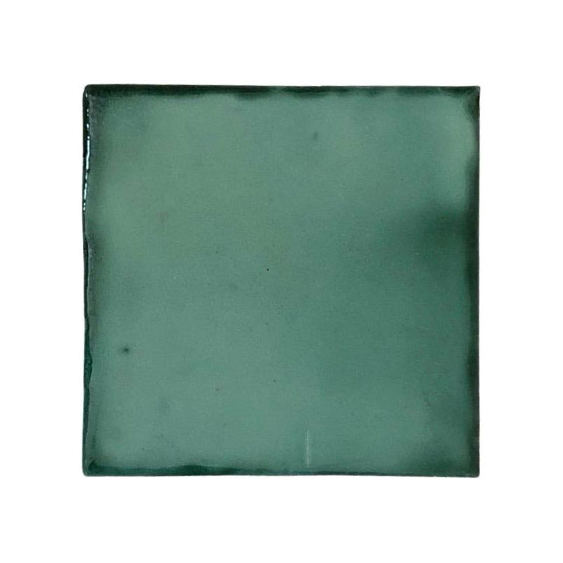 Azulejo 10.5cm Artesanal Tipo Talavera Liso 90pz Colores  Verde Esmeralda