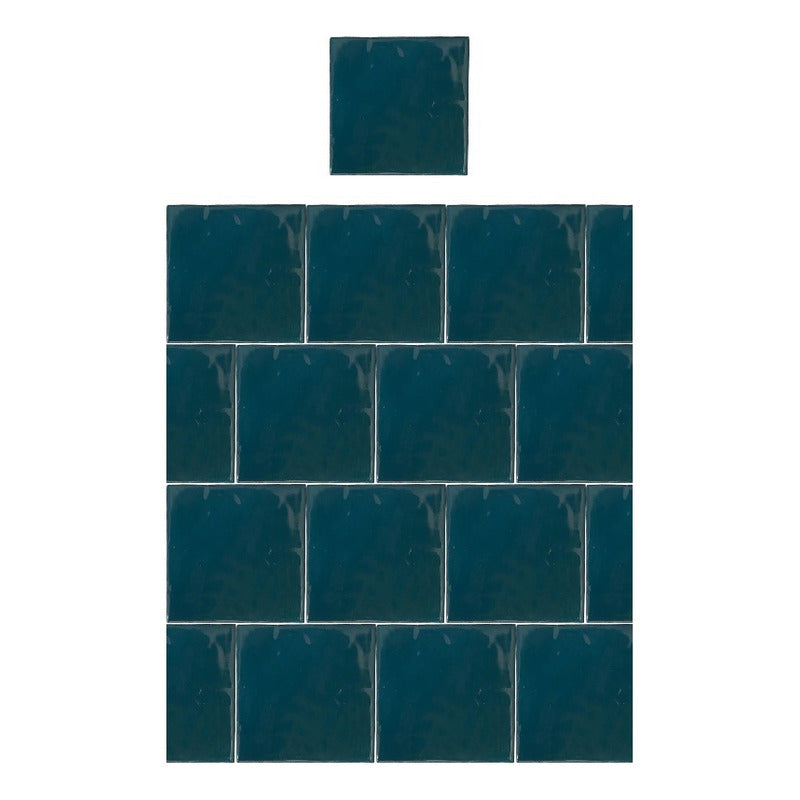 Azulejo 15.5cm Artesanal Talavera Liso 44pz Verde Pavo