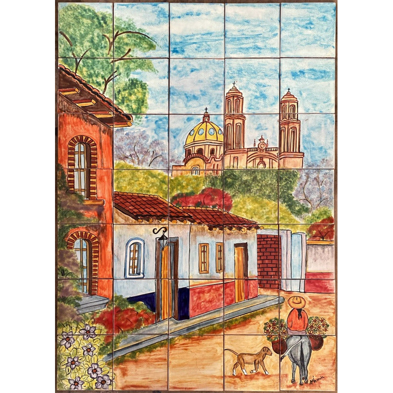Mural 35pz Azulejo Artesanal Tipo Talavera Liso #m035-89 M035-89