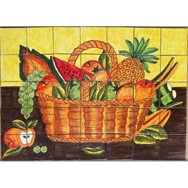 Mural 35pz Azulejo Artesanal Tipo Talavera Liso #m035-98 M035-98