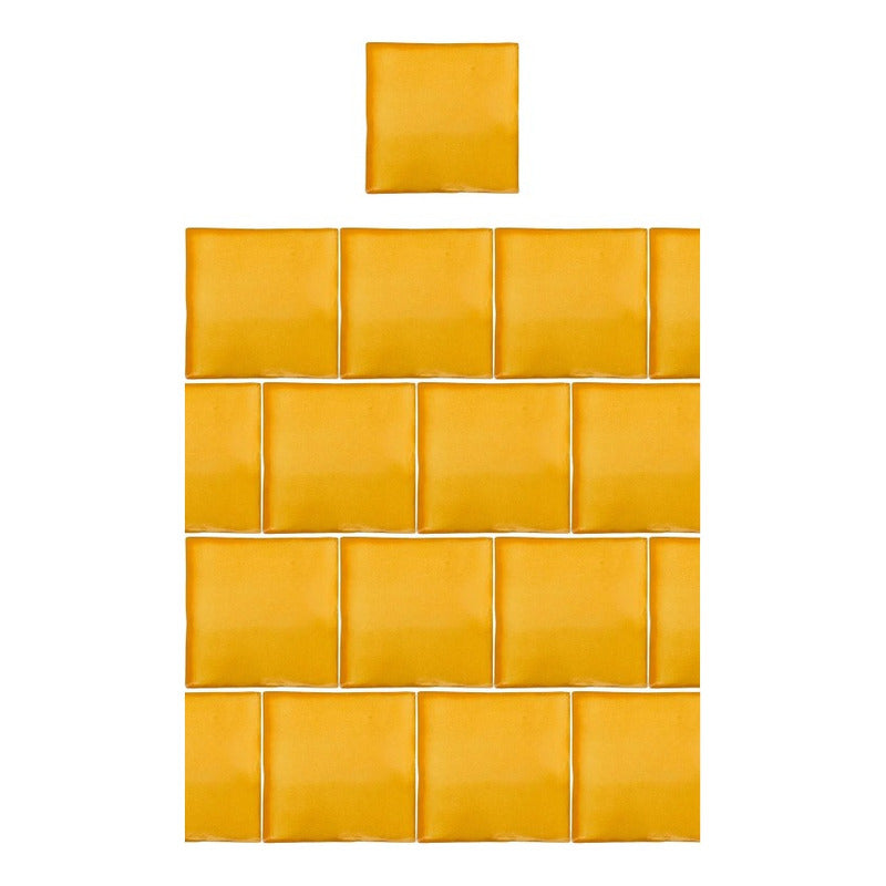 Azulejo 15.5cm Artesanal Talavera Liso 44pz Amarillo S/blanc