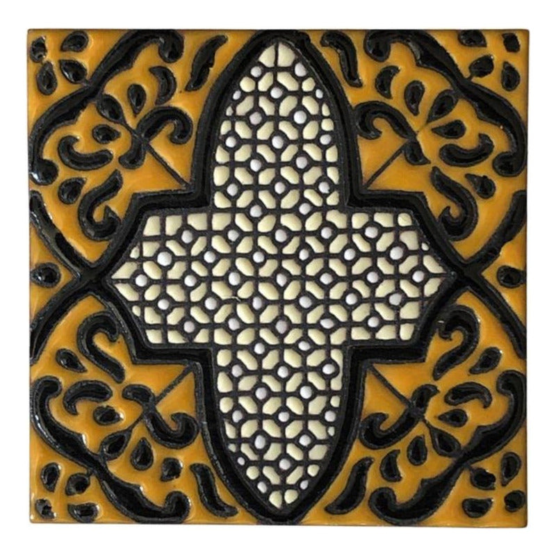 Azulejo 11cm Artesanal Tipo Talavera Relieve 90pz #acrs-35