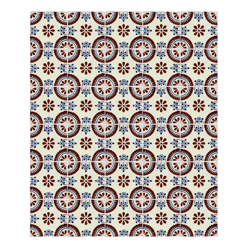 Azulejo 10.5cm Artesanal Tipo Talavera Liso 90pz #acls Acls-98