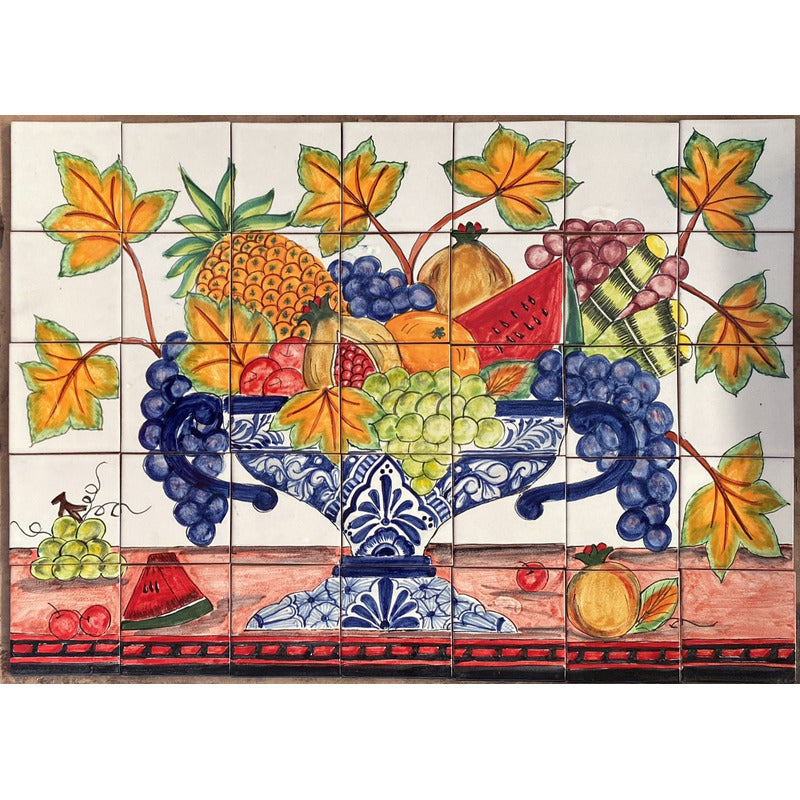 Mural 35pz Azulejo Artesanal Tipo Talavera Liso #m035-94 M035-94