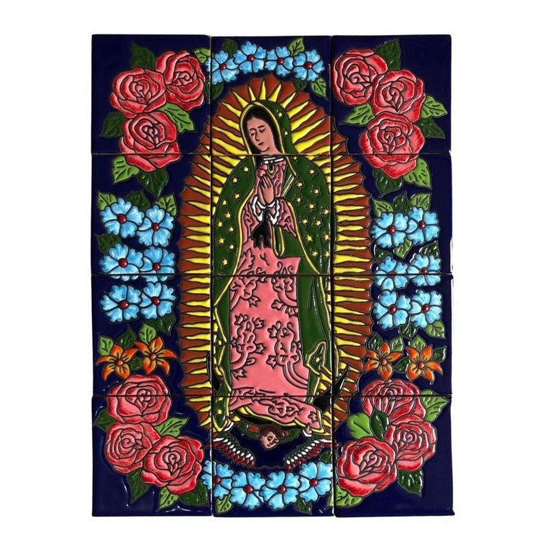 Mural 12pz Azulejo Artesanal Tipo Talavera Relieve #m012-03