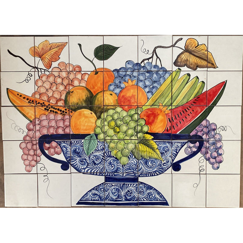 Mural 35pz Azulejo Artesanal Tipo Talavera Liso #m035-109 M035-109