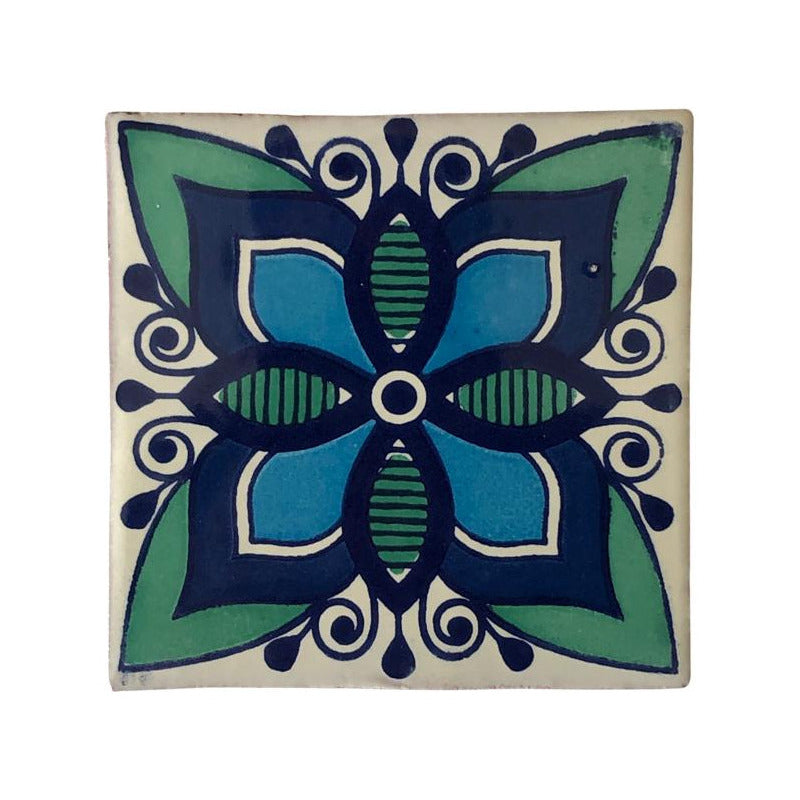 Azulejo 10.5cm Artesanal Tipo Talavera Liso 90pz #acln-31