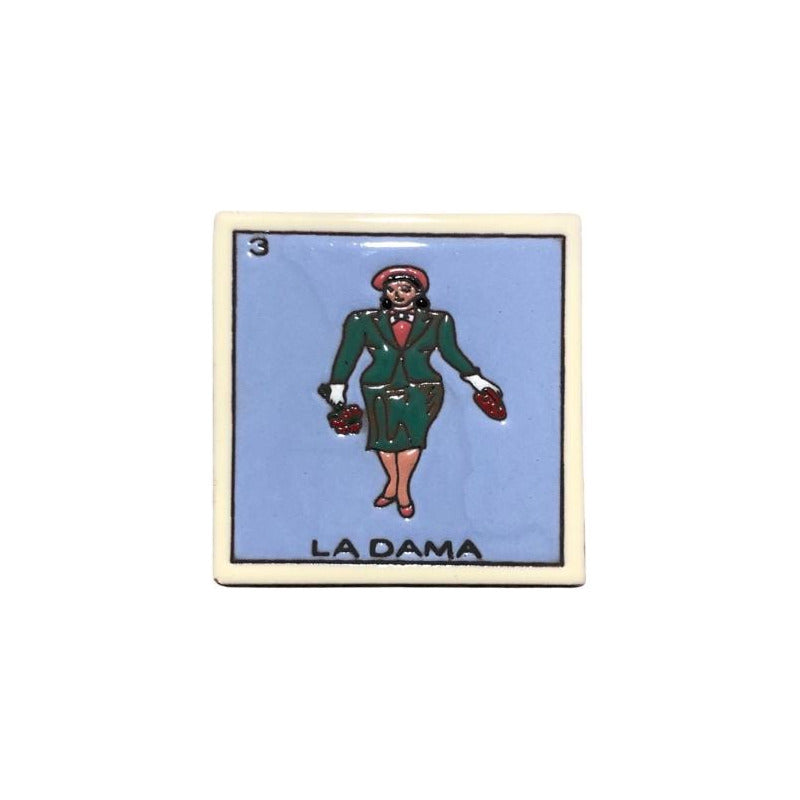 Lotería Azulejo Artesanal Tipo Talavera Relieve 10pz #alrn01 La Dama