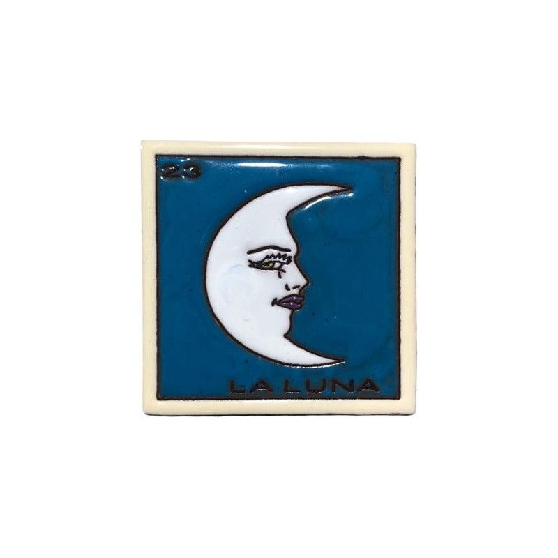 Lotería Azulejo Artesanal Tipo Talavera Relieve 10pz #alrn01 La Luna