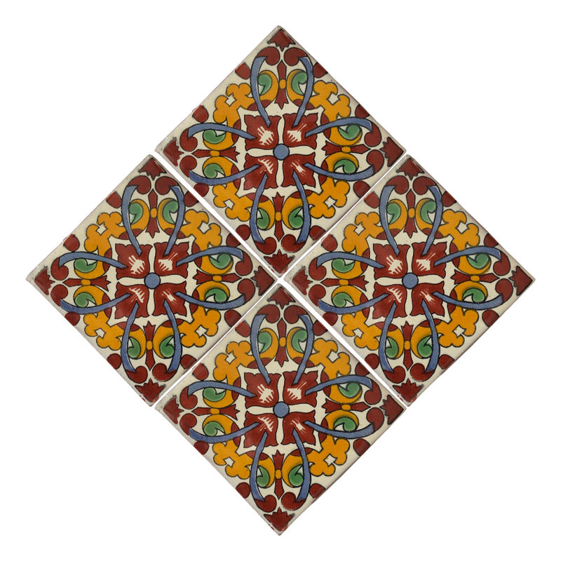 Azulejo 10.5cm Artesanal Tipo Talavera Liso 90pz #acln-52