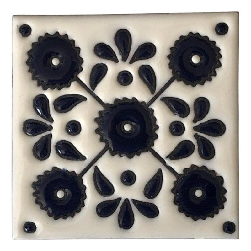 Azulejo 11cm Artesanal Talavera Relieve 90pz #acrs-30