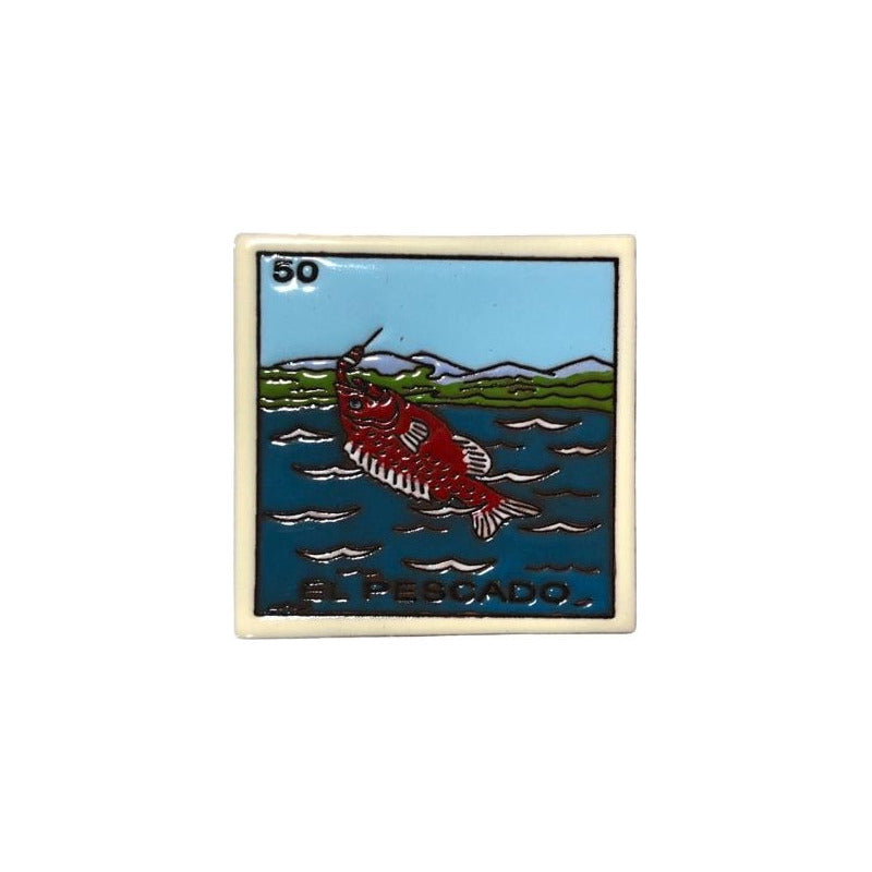 Lotería Azulejo Artesanal Tipo Talavera Relieve 10pz #alrn01 El Pescado