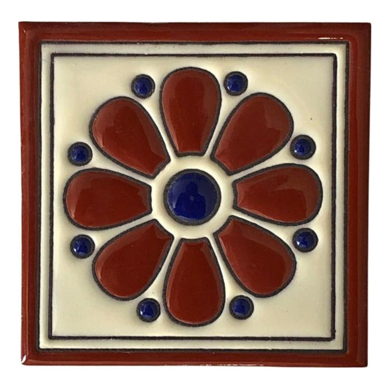 Azulejo 11cm Artesanal Talavera Relieve 90pz #acrs-04