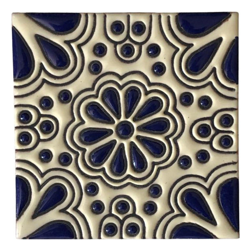Azulejo 11cm Artesanal Tipo Talavera Relieve 90pz #acrs-18