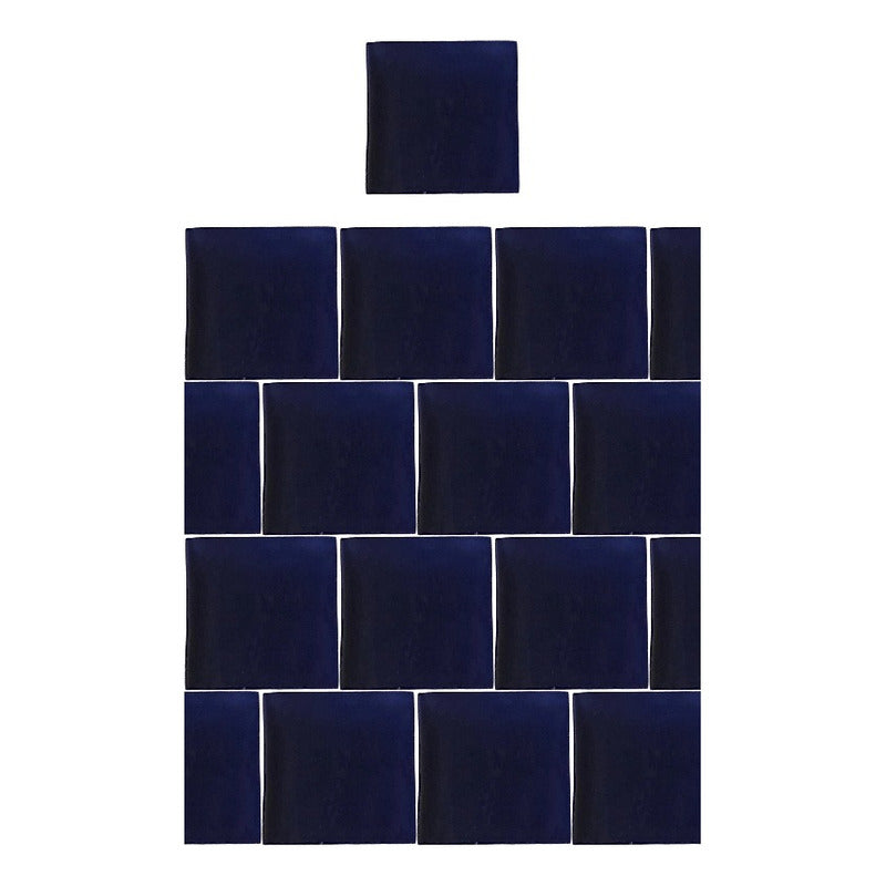 Azulejo 15.5cm Artesanal Talavera Liso 44pz Azul Brilloso