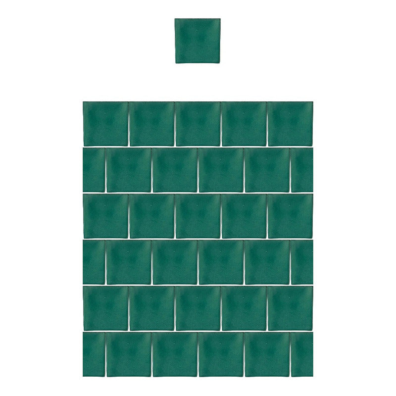 Azulejo 15.5cm Artesanal Talavera Liso 44pz Colores Verde Caña Sobre Blanco