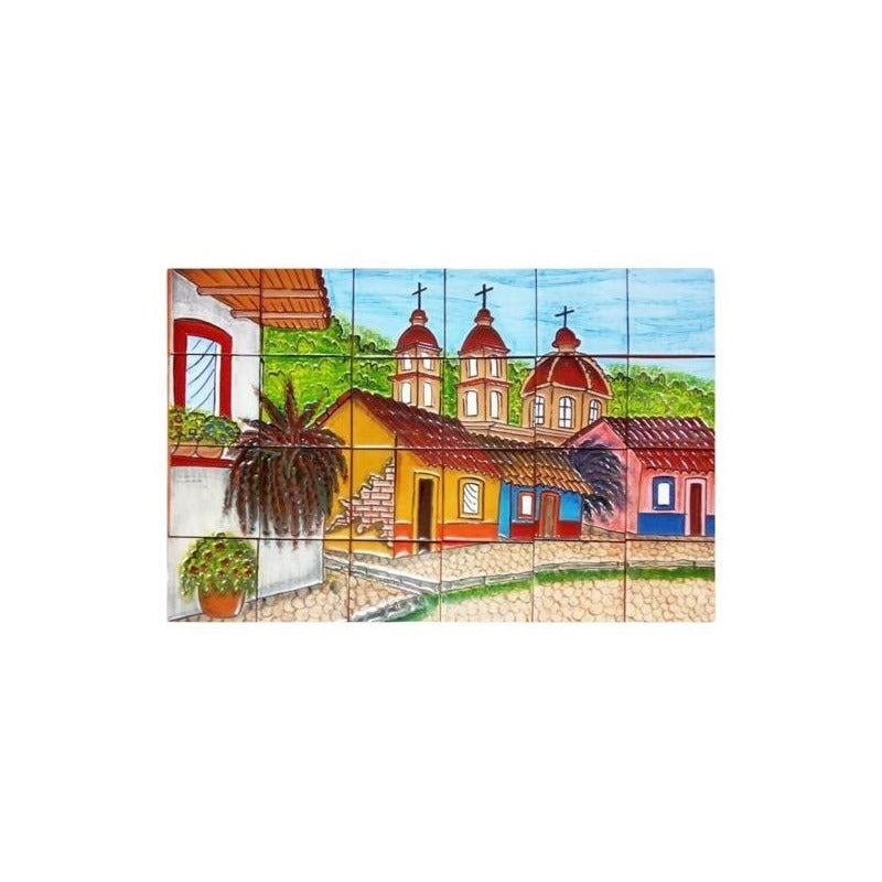 Mural 24pz Azulejo Artesanal Tipo Talavera Relieve #02