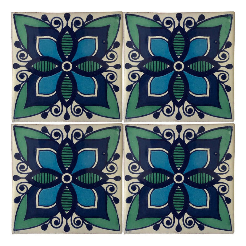 Azulejo 10.5cm Artesanal Tipo Talavera Liso 90pz #acln-31
