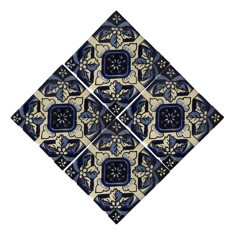 Azulejo 10.5cm Artesanal Tipo Talavera Liso 90pz #acln-25