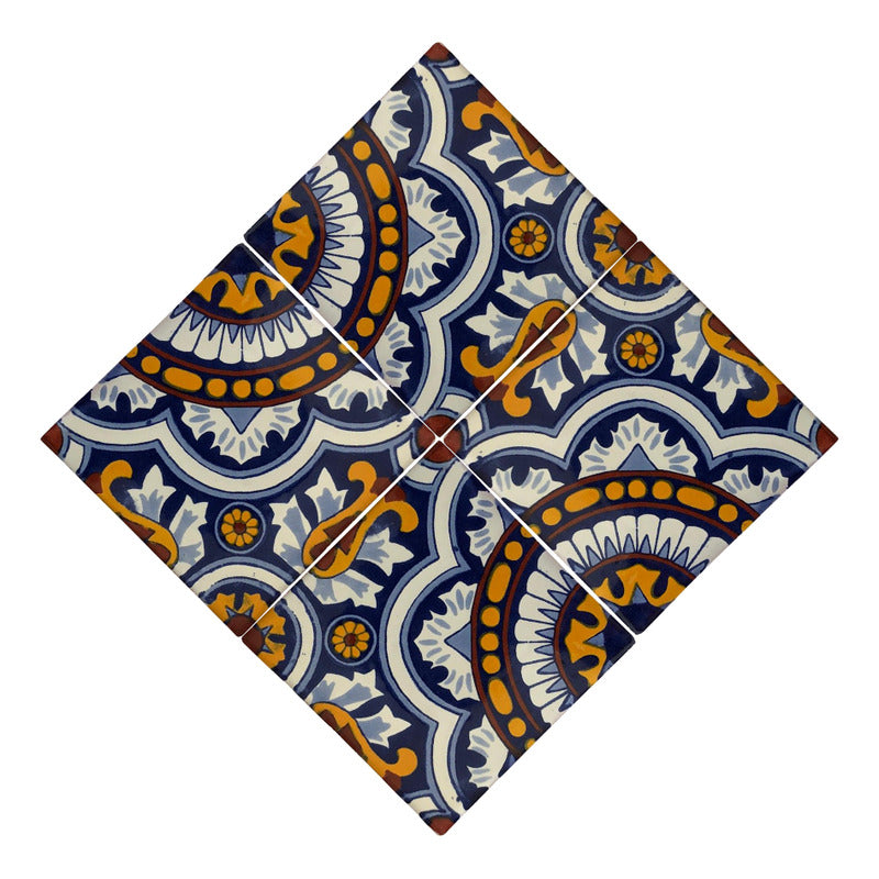 Azulejo 10.5cm Artesanal Tipo Talavera Liso 90pz #acln-29