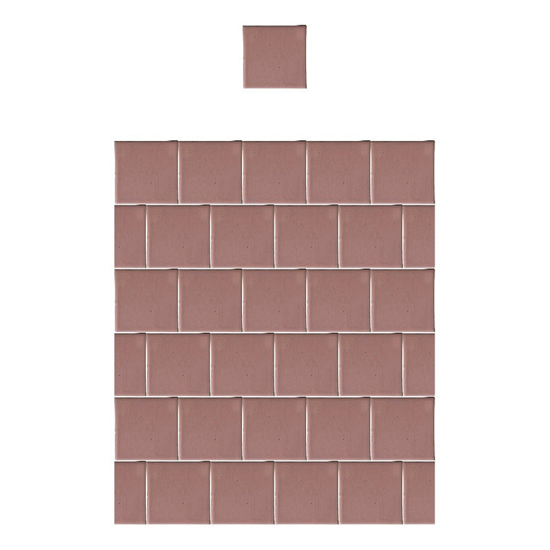 Azulejo 15.5cm Artesanal Talavera Liso 44pz Colores Rosa Carne